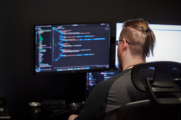 Developer working on code
